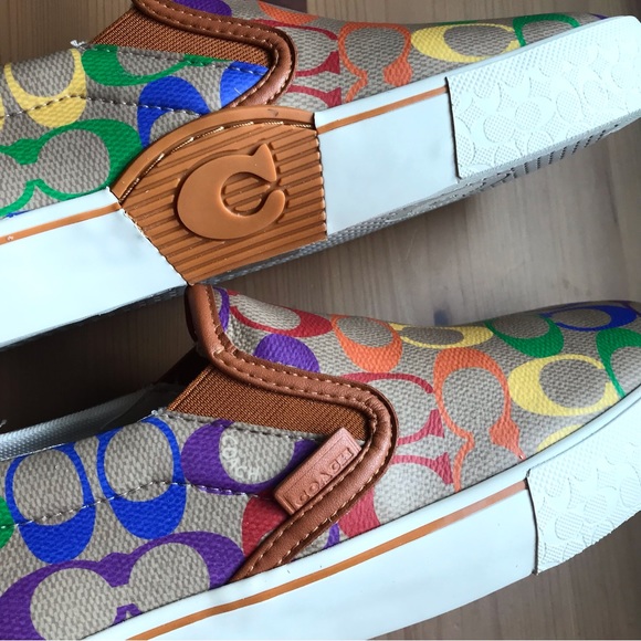 🌈 Coach Skate Slip On Sneaker In Rainbow Signature Canvas *Special Edition* - Picture 7 of 13